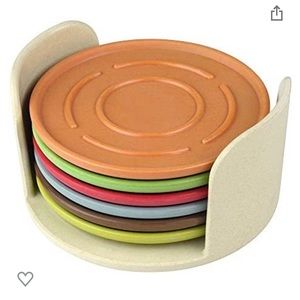 Stackable bamboo fiber coaster set